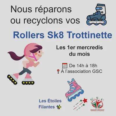 Ateliers de [réparations ou récup](https://www.mtpcours.fr/u/Roller-Reparation-Recup.pdf) les mercredis à l'association GSC.